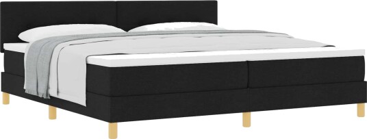 Sengebunnseng med madrass svart 200x200 cm stoff