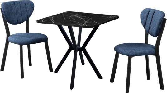 Krylor spisegruppe bord 70 cm + 2 stoler - Marineblå Svart