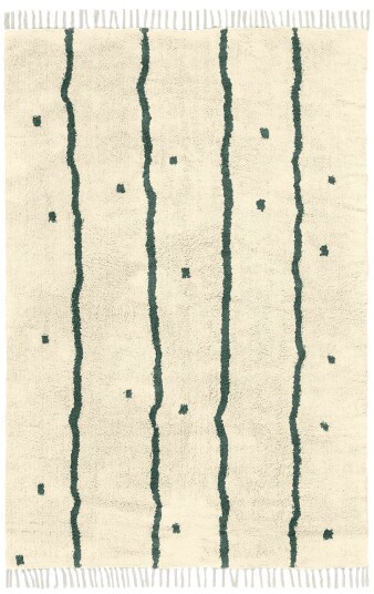 Ryetepper Leora Natural Cotton Shaggy beige/grønn Størrelse: 200 x 290 cm