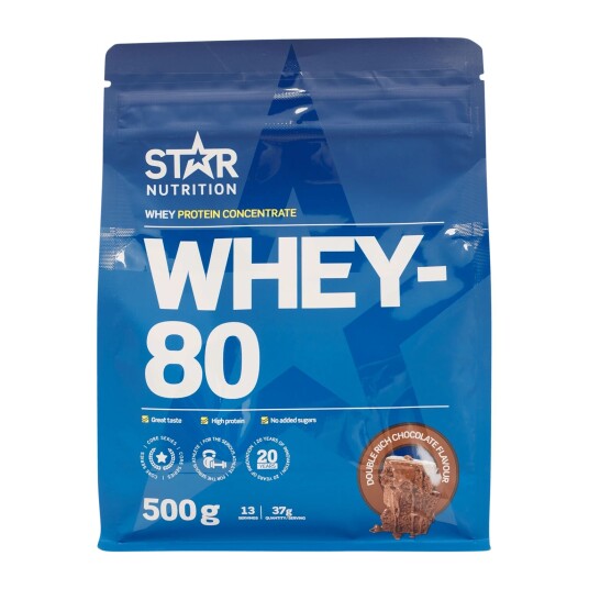 Star Nutrition Whey-80 Double Rich Chocolate, proteinpulver blue