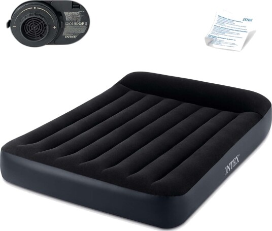Luftmadrass 203x152 cm med pumpe velour seng Intex 64150ND Luftmadrass 203x152 cm med pumpe velour seng Intex 64150ND