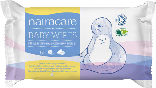 Natracare Baby Våtservietter 100% Bomuld  50 Servietter