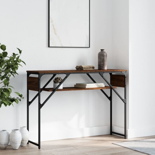 Konsollbord med hylle brun eik 105x30x75 cm konstruert tre 8721012195783