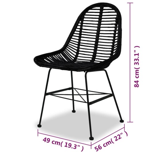 vidaXL Spisestoler 2 stk svart naturell rotting vidaXL Spisestoler 2 stk svart naturell rotting