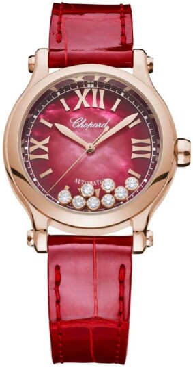 Chopard Dameklokke 275378 5005 Happy Sport Rød/Lær Ø33 mm