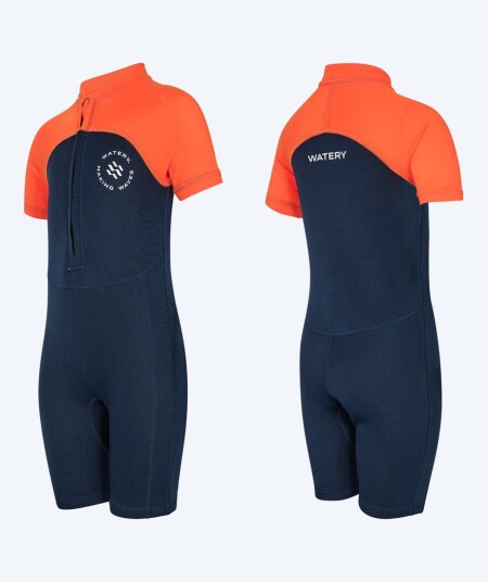 Watery UV våtdrakt til barn - Calypso Shorty - Oransje/blå