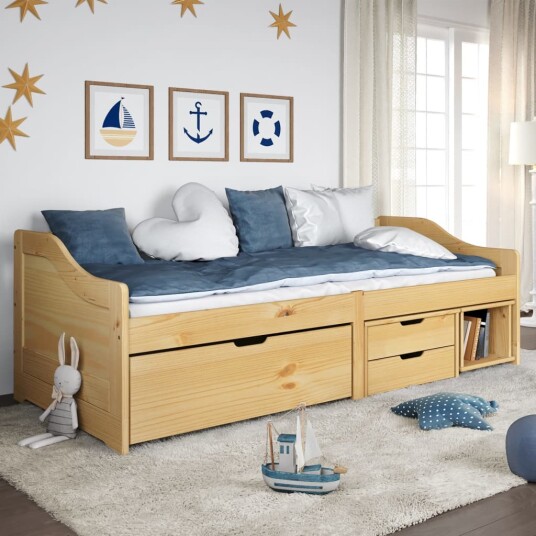 Dagseng med 3 skuffer IRUN 90x200 cm heltre furu 8721012134249