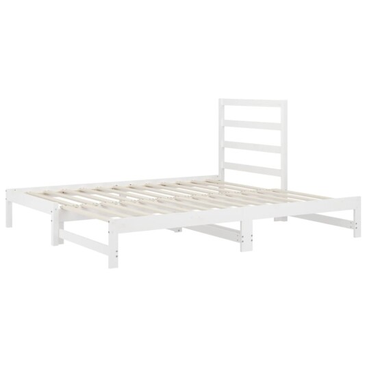 vidaXL Uttrekkbar dagseng hvit 2x(90x200) cm heltre furu