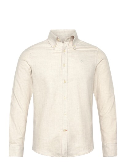 Morris Twill Flannel Shirt Slim Fit   Cream   XS