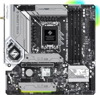 ASRock B760M Steel Legend Hovedkort Micro-ATX med Wi-Fi 6E og DDR5 ASRock B760M Steel Legend Hovedkort Micro-ATX med Wi-Fi 6E og DDR5