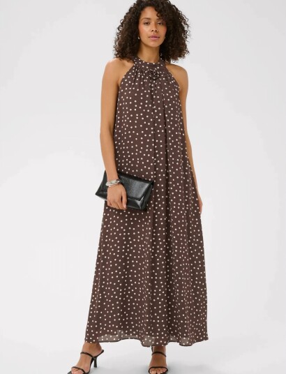 Kaffe Kalorinda Halterneck Dress Brown 38