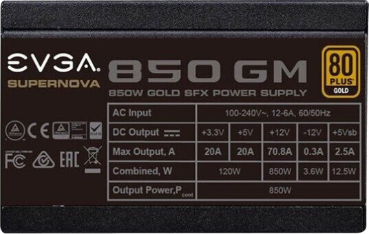EVGA SuperNOVA 850 GM Strømforsyning (PSU) - 850 Watt - 92 mm - 80 Plus Gold sertifisert
