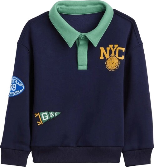 GAP Baby & Toddler Vintagesoft Varsity Logo Polo Sweatshirt   Navy   92