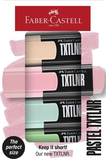 Faber-Castel markeringspenner - 4 stk. - Mini - Pastel - Faber-Castell - OneSize - Tusj Grønn Lyseblå Rosa