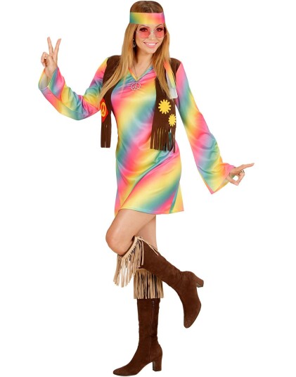 Rainbow Hippie Girl Kostyme Rainbow Hippie Girl Kostyme