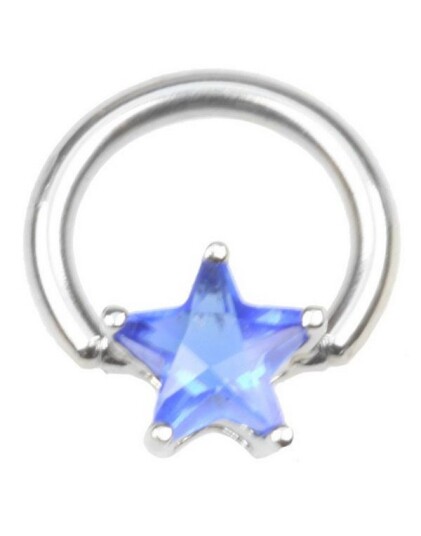 Utgått BCR Piercing med Stjerneformet Blå Sten Strl 1.6 x 19 mm med 6 mm kule