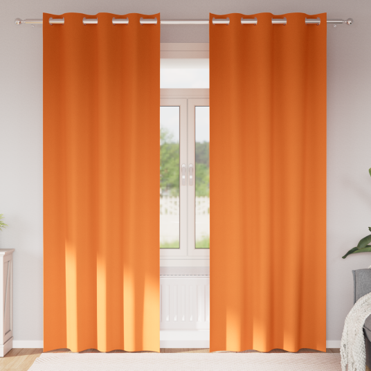 Gardiner med gardiner 2 pcs Lys oransje Polyester