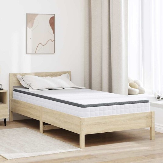 vidaXL Madrass Medium myk 90 x 200 cm Hvit og Grå vidaXL Madrass Medium myk 90 x 200 cm Hvit og Grå