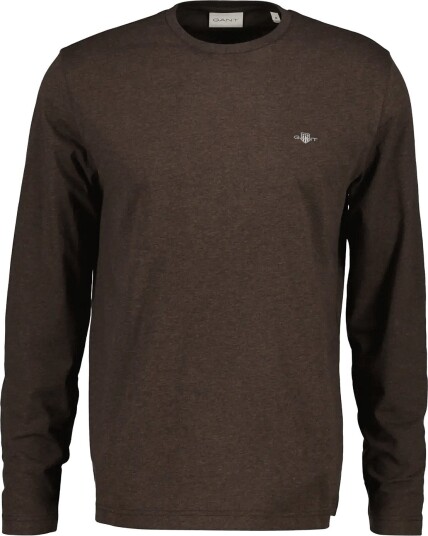 Gant Shield Long Sleeve T Shirt BLACK BROWN MELANGE 3XL Gant Shield Long Sleeve T Shirt BLACK BROWN MELANGE 3XL