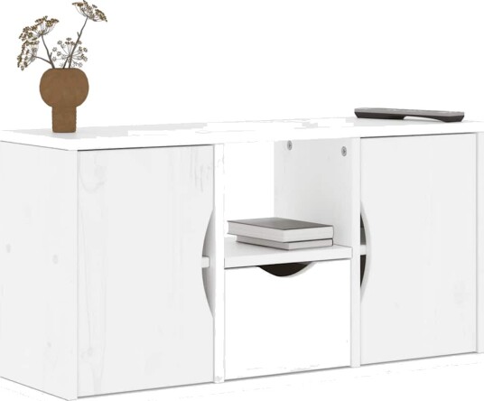 TV skap med skuff ODDA hvit 79x24x40 cm heltre furu