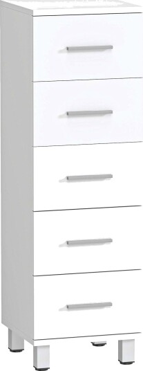 Slankt baderomsskap med 5 skuffer – hvitt 30x30x95 cm