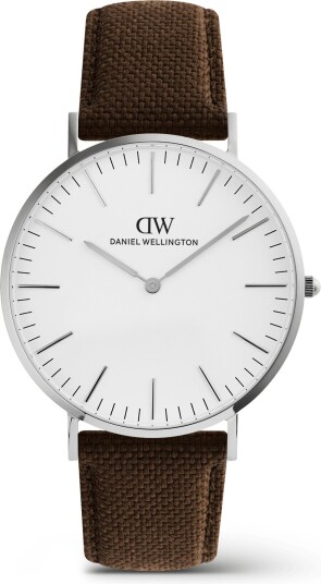 Silver 40mm Watch Classic Brown Canvas | DW Silver 40mm Watch Classic Brown Canvas | DW
