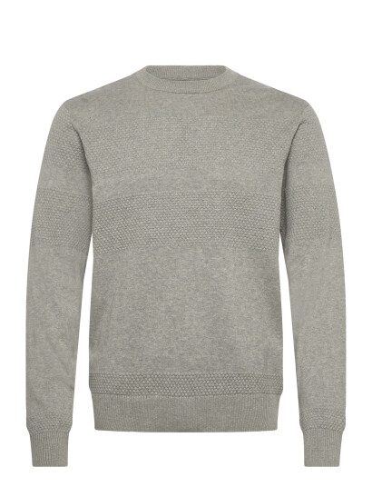 Casual Friday Cfkarl Crew Neck Fisherman Knit   Grey   M