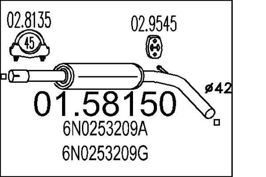Midtre eksospotte MTS 01.58150 Midtre eksospotte MTS 01.58150