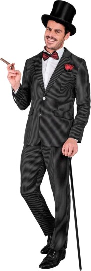 Gangster Kostymedress med Hvite Striper til Mann XL
