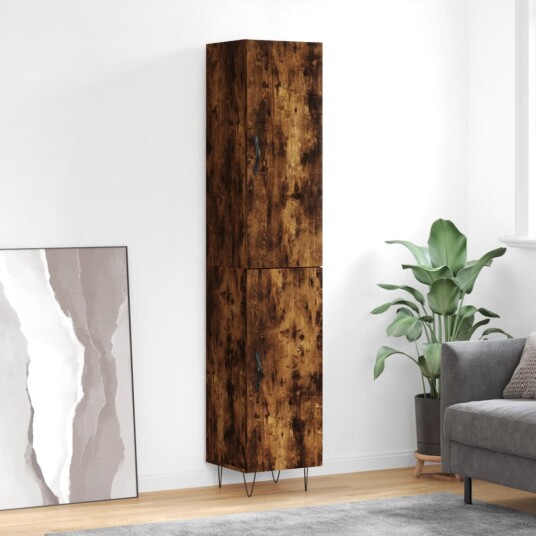vidaXL Highboard røkt eik 34,5x34x180 cm konstruert tre 8720845482442