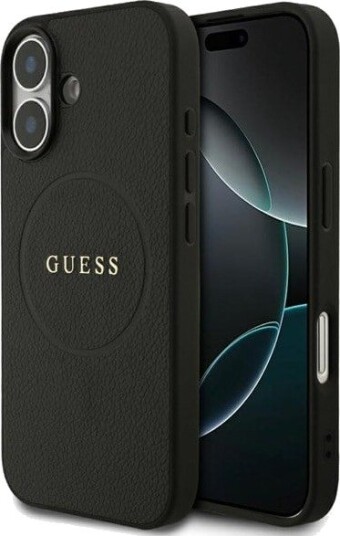 GUESS Grained Ring MagSafe case for iPhone 17 - black