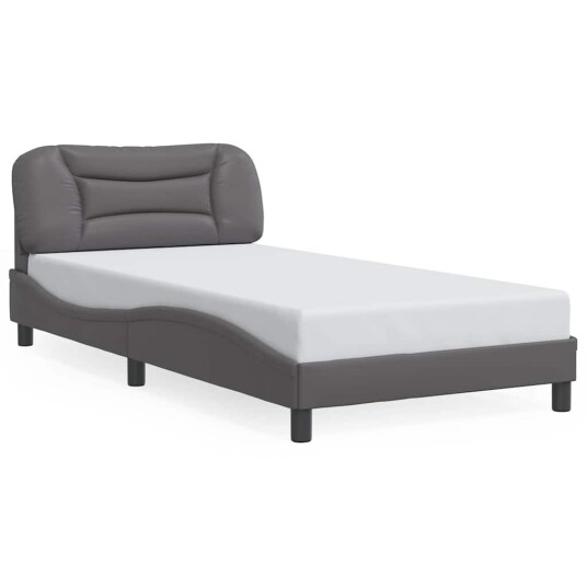 Sengeramme med LED-lys grå 100x200 cm kunstig lær 8721012356313