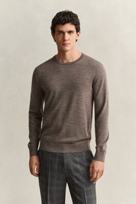 Gant Extrafine Merino Wool C Neck   Brown   XL