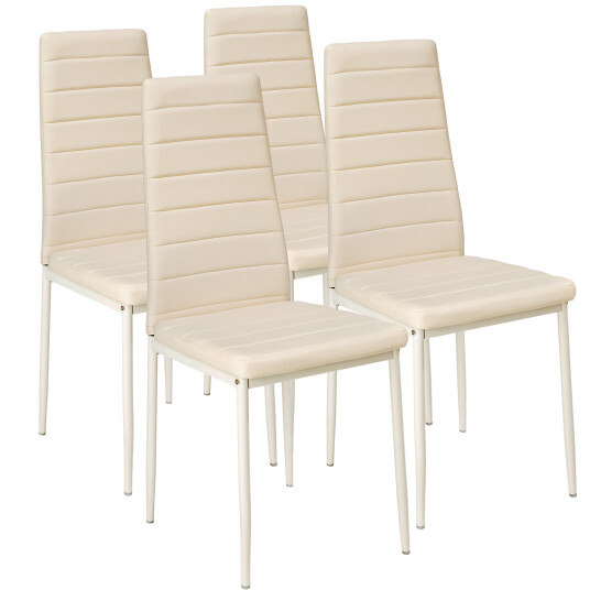 tectake 4 spisestuestoler Kunstlær - beige