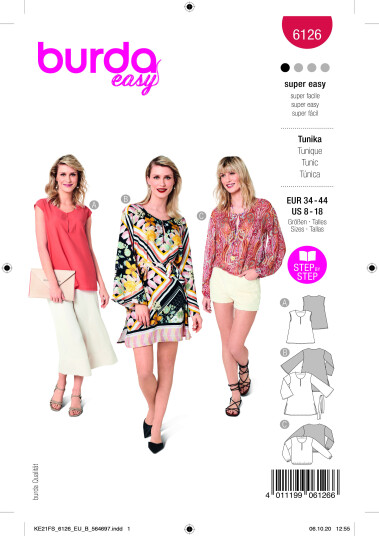 Burda 6126 - Tunika & Topp EUR: 34-44, US: 8-18