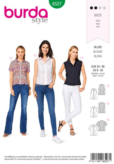 Burda 6527 - Bluse EUR: 34-46, US: 8-20