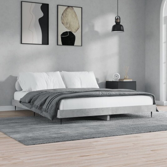 vidaXL Sengeramme betonggrå 160x200 cm konstruert tre