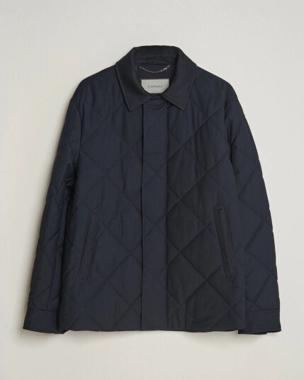 Canali Quilted Country Coat Navy