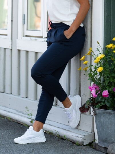 Ichi Kate Pant Cropped Blå XXL Ichi Kate Pant Cropped Blå XXL