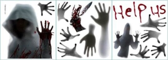 Halloween Blodige Fingeravtrykk Klistremerker til Vindu og Dør IC