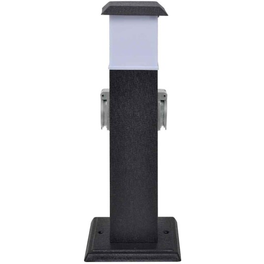 Svart hagestrømsokkel med lampe Svart hagestrømsokkel med lampe