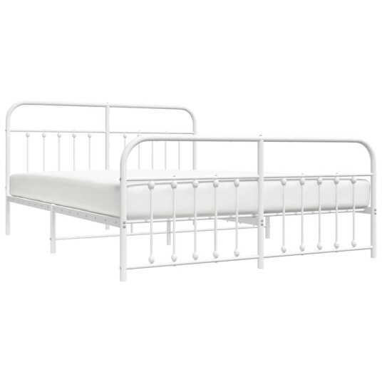 vidaXL Sengeramme i metall med hode- og fotgavl hvit 180x200 cm