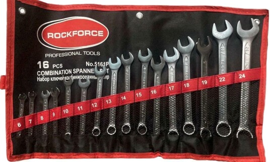 Rockforce Fastnøkkelsett RF-5161P 16 Deler (CrV-Stål) Rockforce Fastnøkkelsett RF-5161P 16 Deler (CrV-Stål)