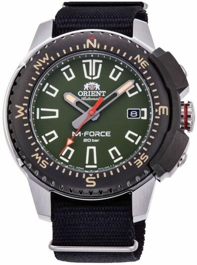 Orient Herreklokke RA AC0N03E10B M Force Grønn/Tekstil Ø47.3 mm