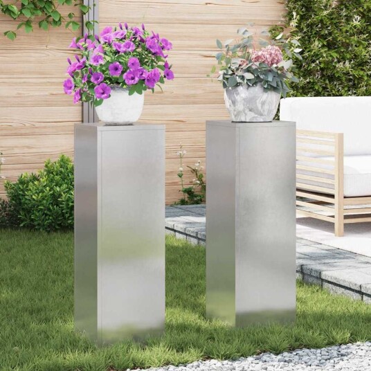 Utendørs Planteholdere Søyle 2 stk 24x24x75 cm Rustfritt stål Utendørs Planteholdere Søyle 2 stk 24x24x75 cm Rustfritt stål