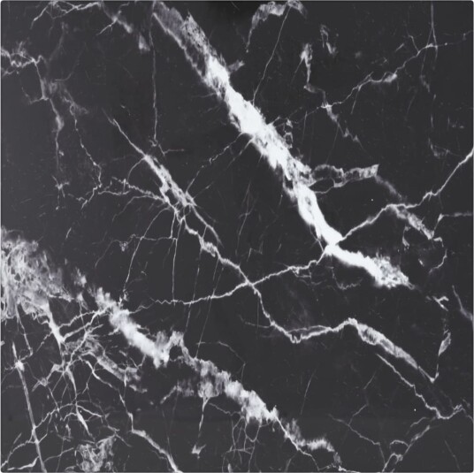 Bordplate svart 40x40 cm 6 mm herdet glass med marmor design