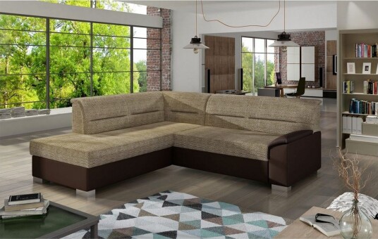 Seksjon Eltap Bergen 247x214x83 cm Berlin 03 Soft 66 Beige Mørk Brun Venstre