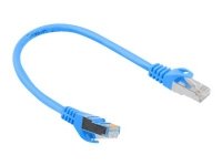 Lanberg - Koblingskabel - RJ-45 (hann) til RJ-45 (hann) - 25 cm - foliebelagt uskjermet tvinnet kabelpar (F/UTP) - CAT 6 - formstøpt, uten hindringer, flertrådet - blå, RAL 5012