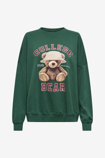 Only Collegegenser onlBila L/s Bear O neck Grønn Only Collegegenser onlBila L/s Bear O neck Grønn