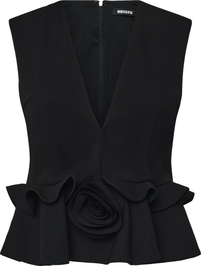 ROTATE V Neck Flower Top Black 42 ROTATE V Neck Flower Top Black 42